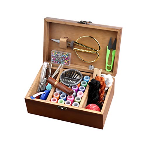 木製  小物入れ  道具入れ  小物収納  裁縫箱  道具箱  レトロ Amazon | MAKETOMONEY 裁縫箱 レトロな木製ソーイングバスケット